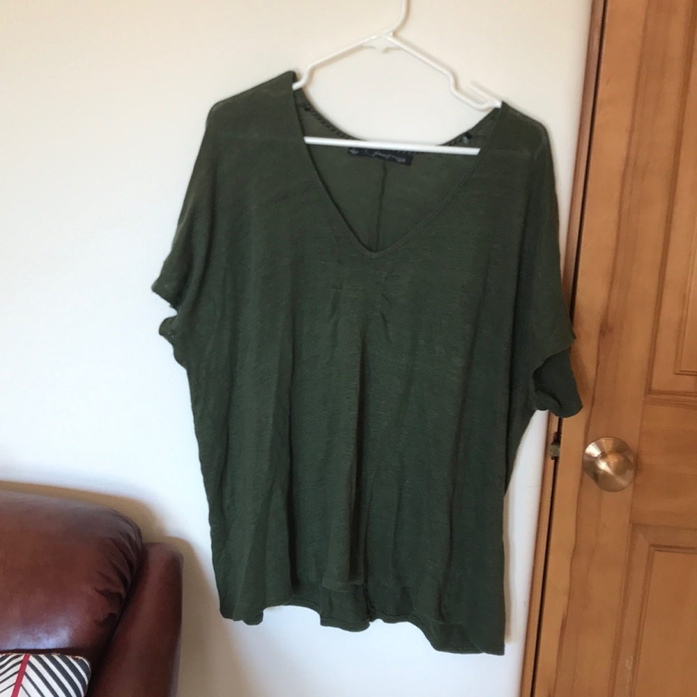 Forest Green Patterson Kincaid Linen Top